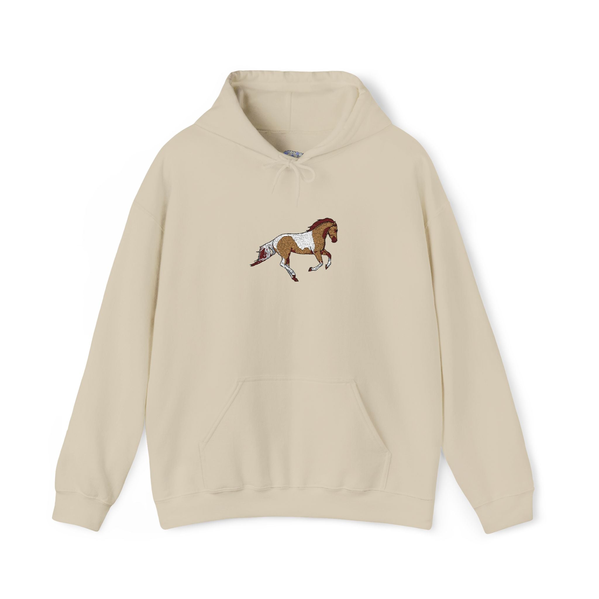 Painted Pinto Horse Hoodie - Small Chest Artwork, Equestrian Gift