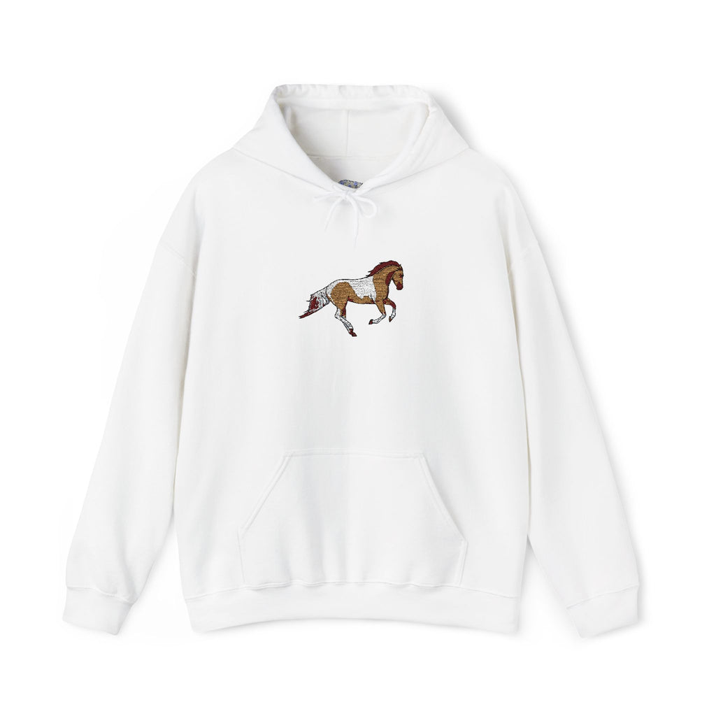 Painted Pinto Horse Hoodie - Small Chest Artwork, Equestrian Gift