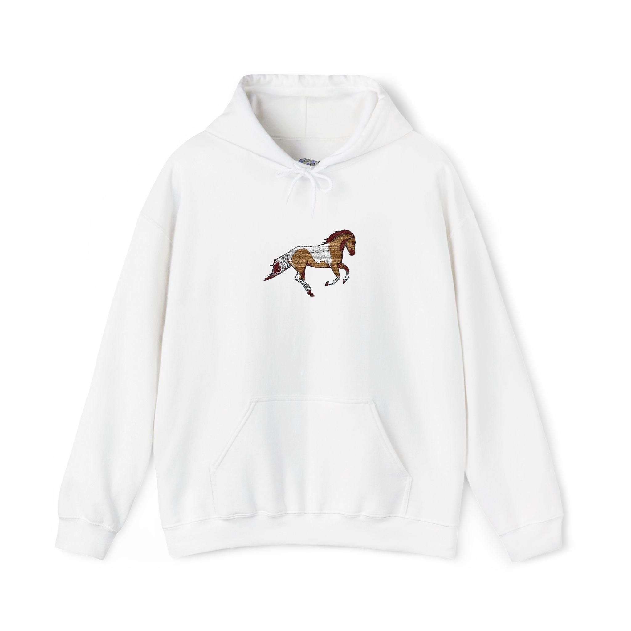 Painted Pinto Horse Hoodie - Small Chest Artwork, Equestrian Gift