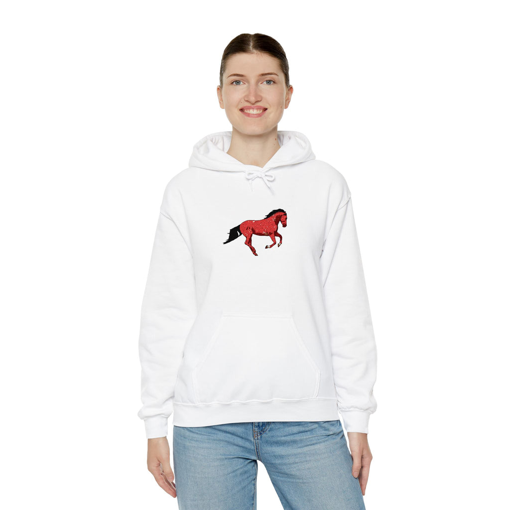 Horse Graphic Hoodie — Red Floral Stallion Design
