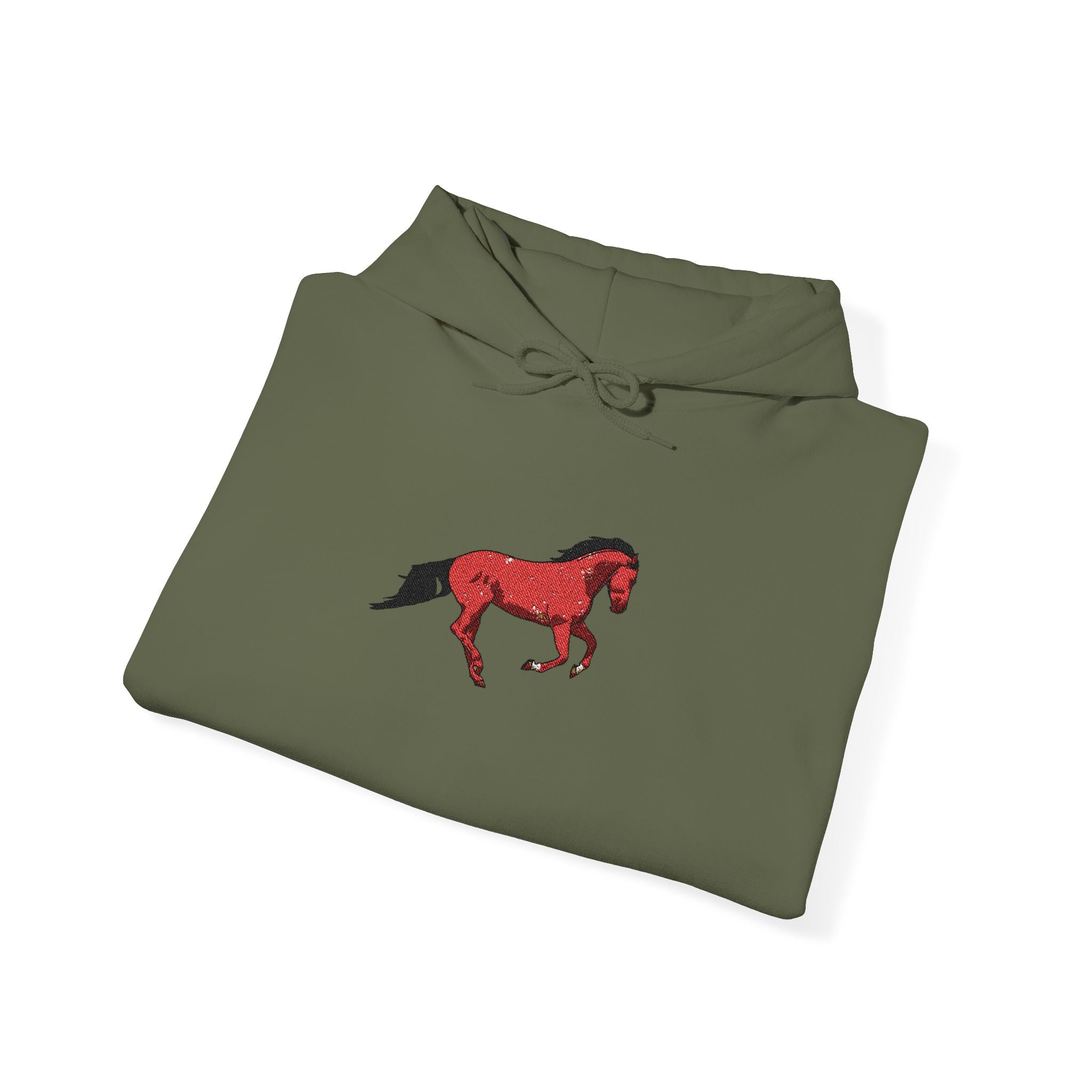 Horse Graphic Hoodie — Red Floral Stallion Design